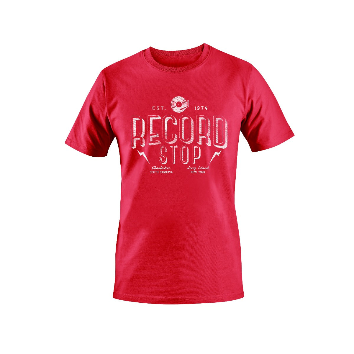 Record Stop CHS Record Stop Vintage Tee-Red-Large | Apparel